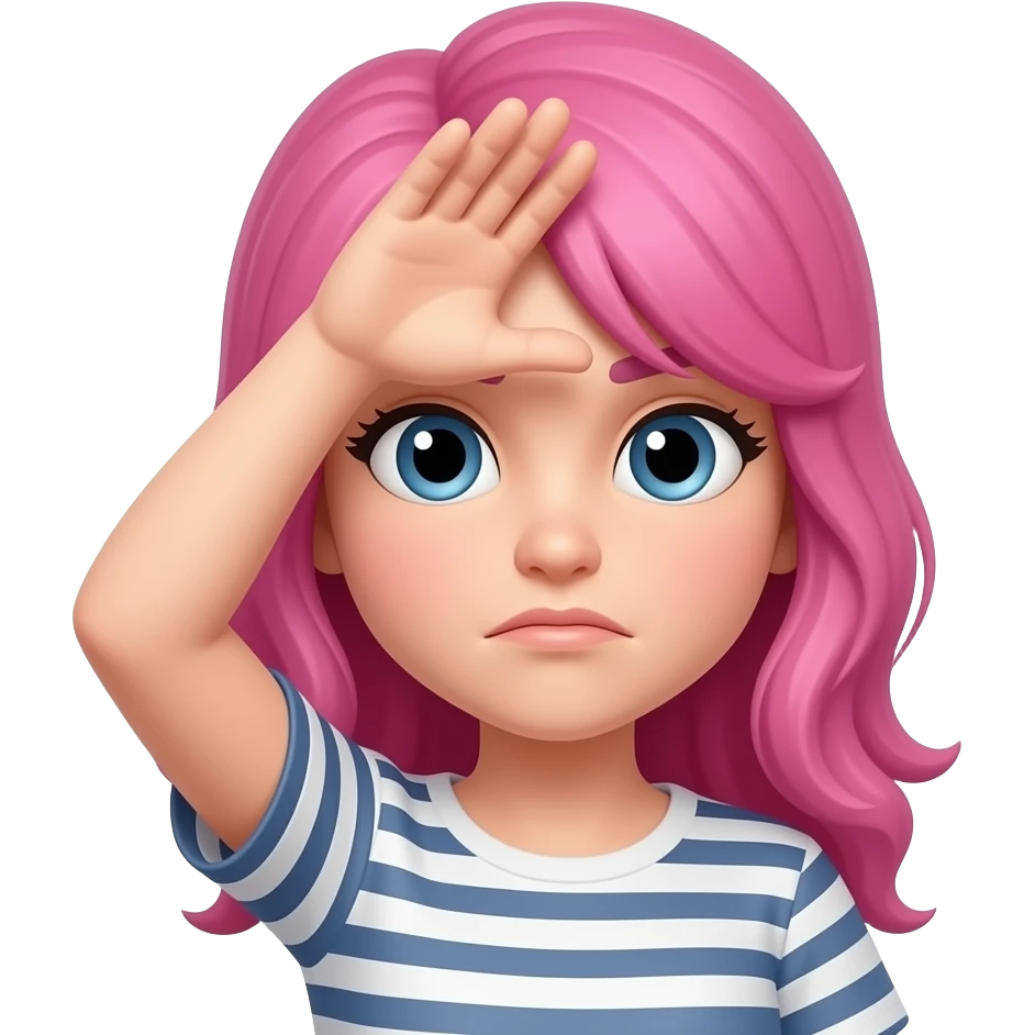 pink hair emoji face palm female emoji