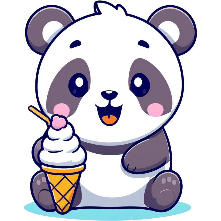 Panda eating ice cream emoji