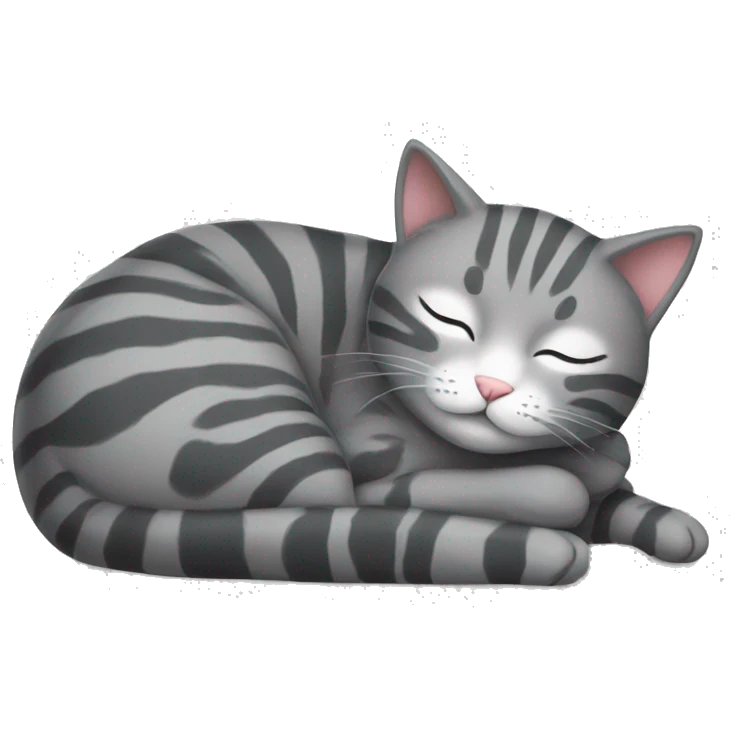 A striped grey cat sleeping emoji