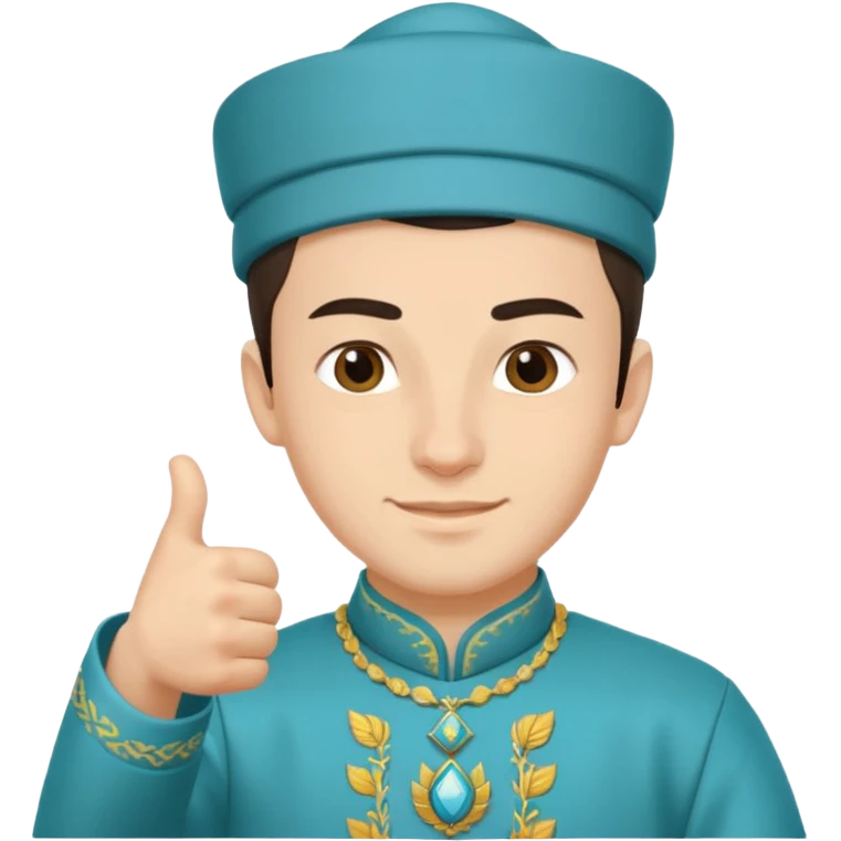 tatar young man with national outfit thumbs up emoji