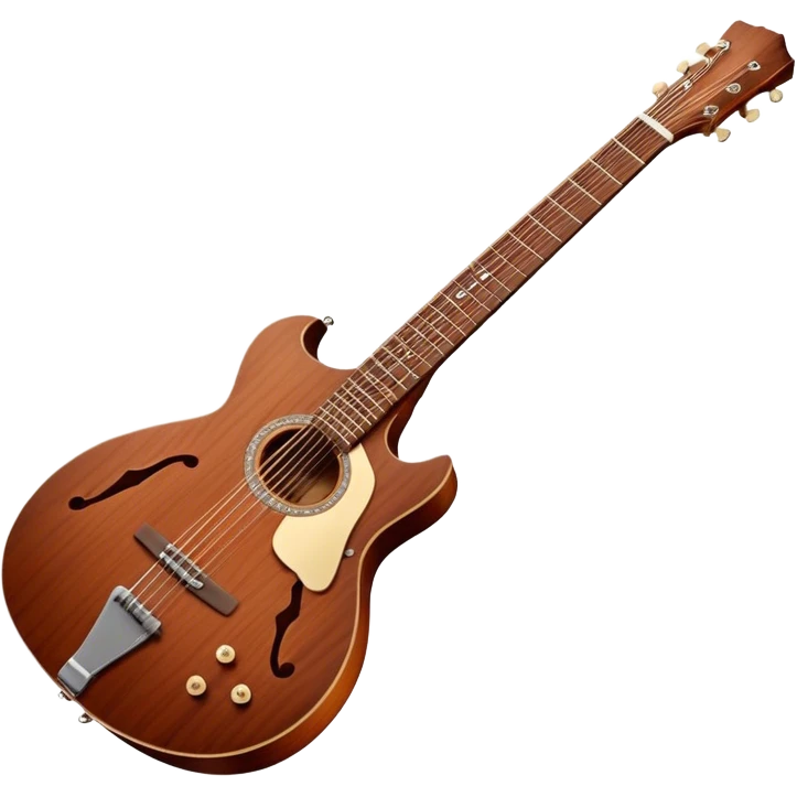 Cinematic Realistic Guitar, smooth mahogany body with deep wood grain, metal strings catching soft reflections, intricate tuning pegs gleaming subtly, warm light accentuating the contours, glowing with the warmth of music and craftsmanship. emoji