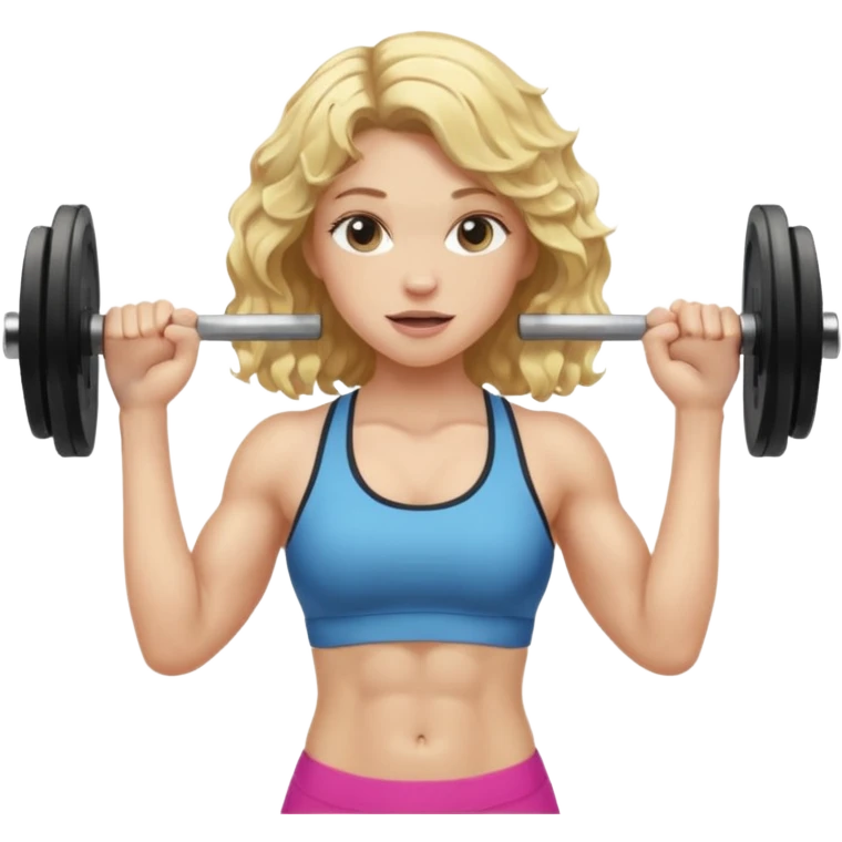 pale gym girl with blonde wavy hair lifting weights emoji