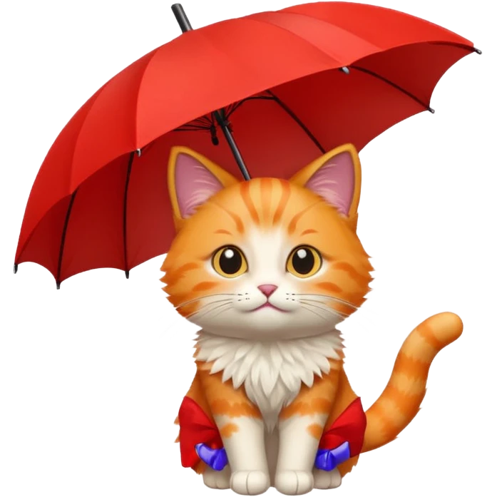orange cat hold red umbrella emoji
