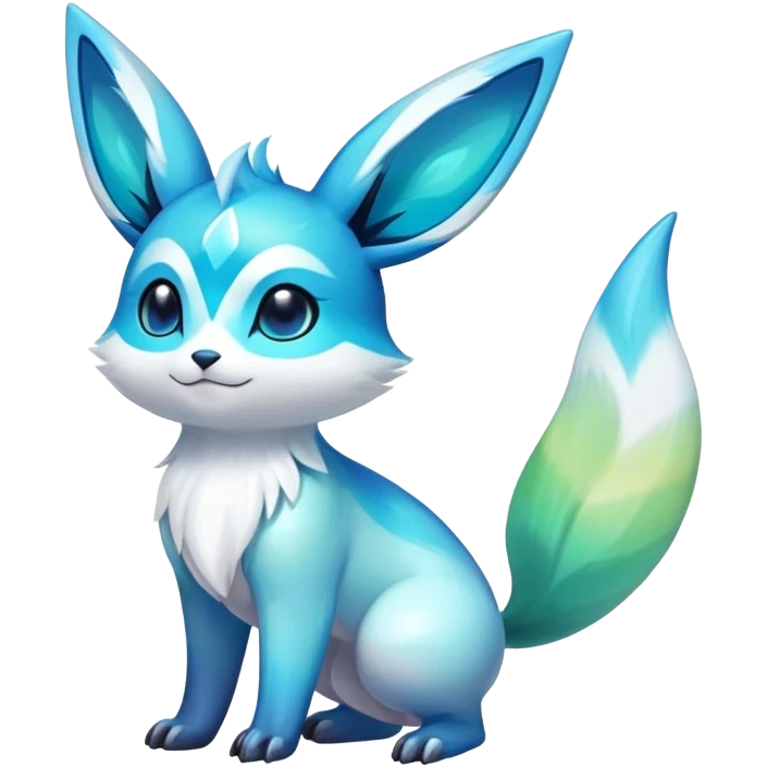Colorful Iridescent Exotic Emolga-Aurorus-Glaceon-Fakémon-hybrid-creature (full body)  emoji