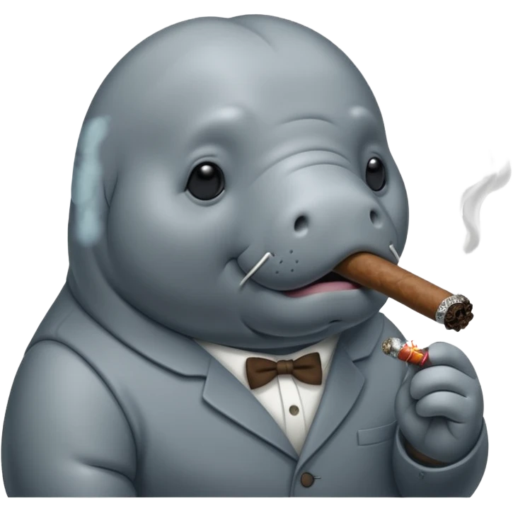 Manatee smoking a cigar emoji