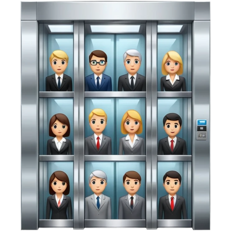 big office building elevator with people inside emoji