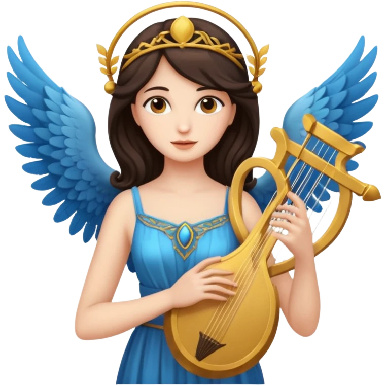Muse of inspiration with wings and a lyre in her hand emoji