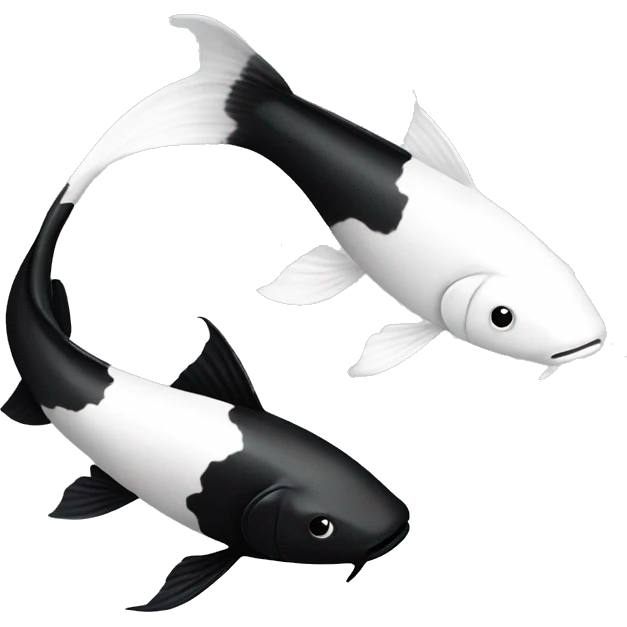 black koi fish and white koi fish circulating each other emoji