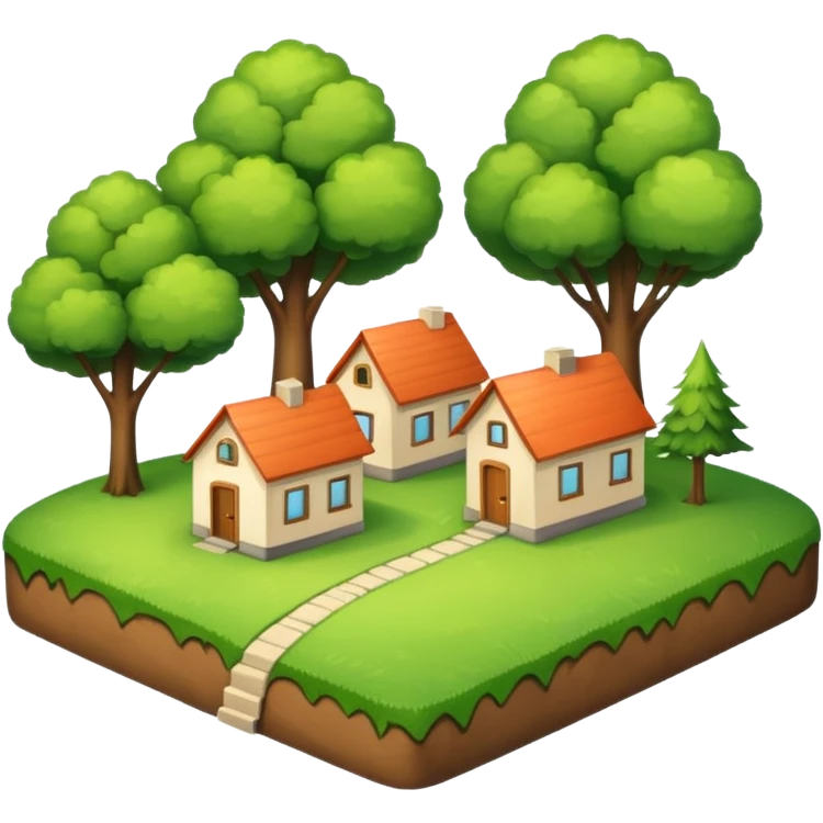 a piece of land with trees and houses emoji