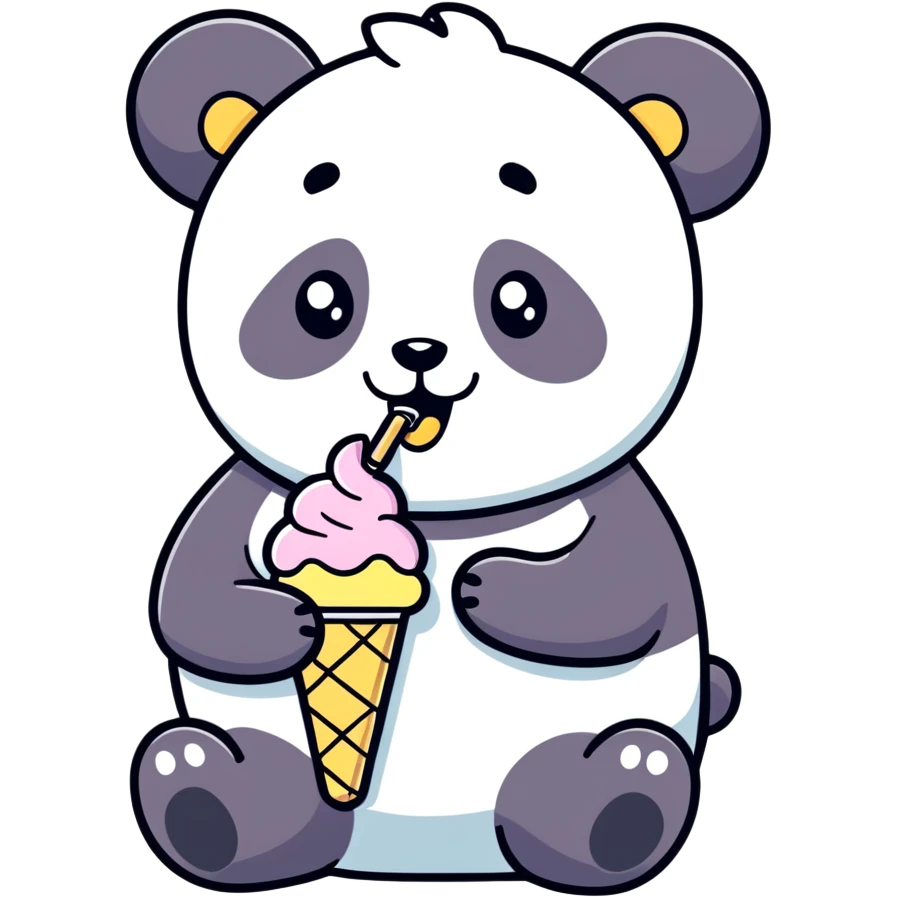 Panda eating ice cream emoji