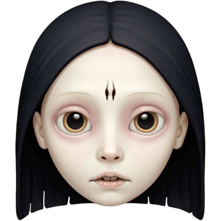 Skinless angel face, exposed bone and sinew, hollow eyes, dark gothic icon emoji