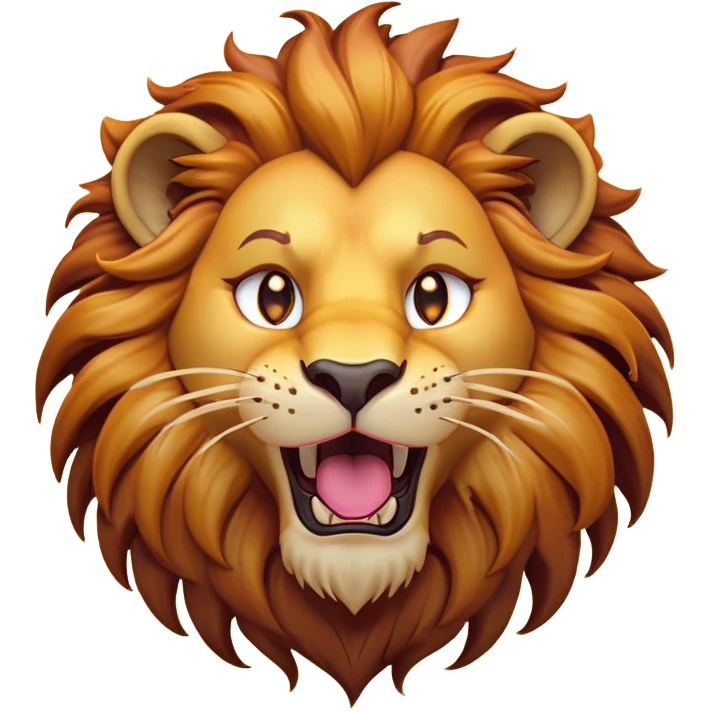 Cinematic Comical Lion Portrait Emoji, Head tilted dramatically with an exaggeratedly amused expression, featuring a striking tawny Fur with a flamboyant mane and wide, expressive amber eyes filled with playful disbelief, Simplified yet hilariously expressive features, highly detailed, glowing with a slightly sassy glow, high shine, dramatic yet playful, stylized with an air of cheeky jungle mischief, bright and endearing, soft glowing outline, capturing the essence of a spirited and over-the-top lion, so meme-worthy it feels like it could roar its way into internet fame instantly! emoji