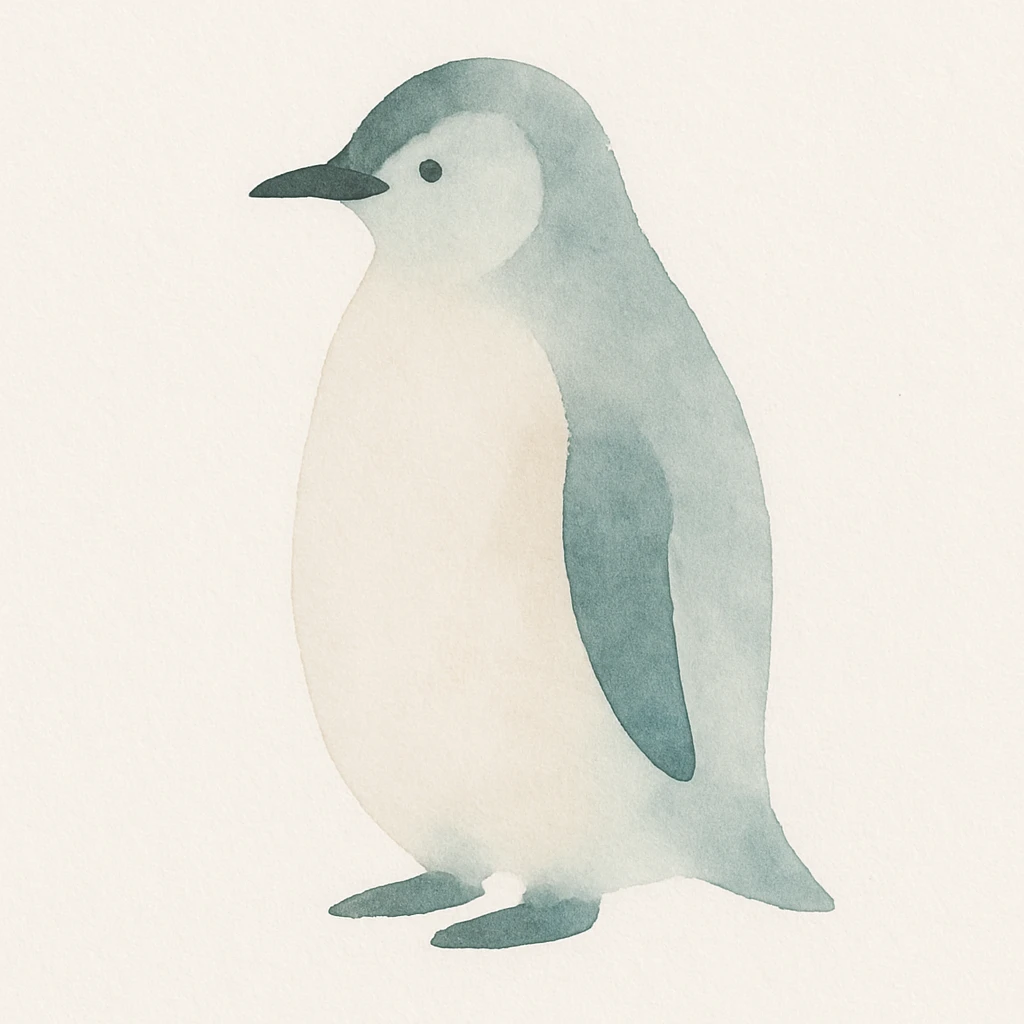 penguin in watercolor art style emoji