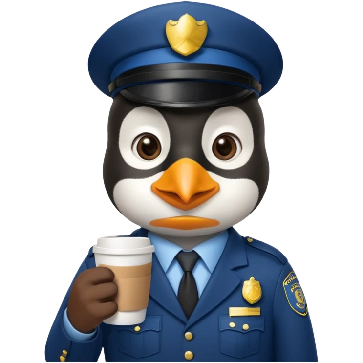 police penguin holding coffe emoji
