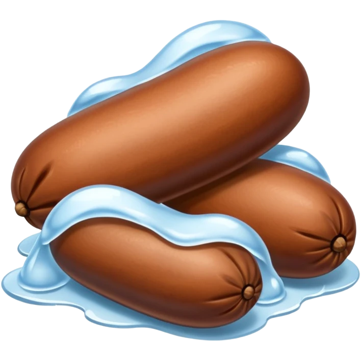 three brown beans not on a step and cover them in a layer of ice not with cubes on it  emoji