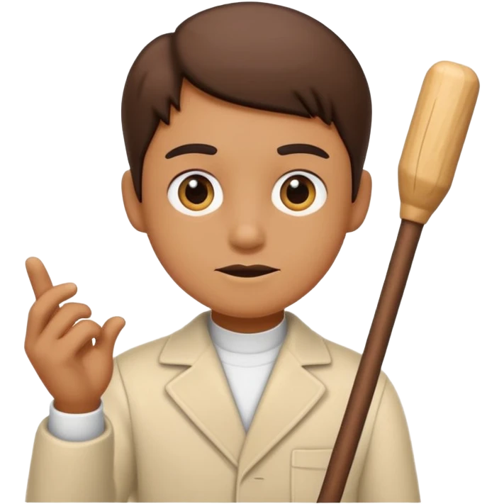 A cartoon character teaching with stick emoji