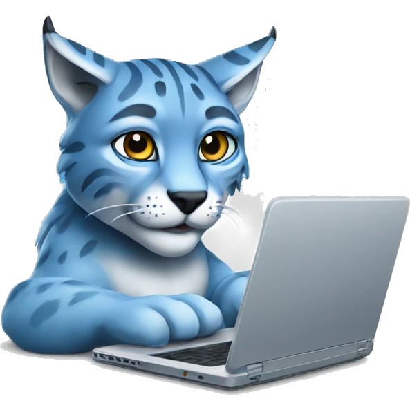 A blue lynx with a laptop emoji