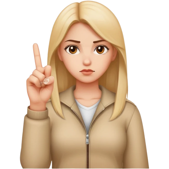 a girl doing the middle finger while being serious emoji