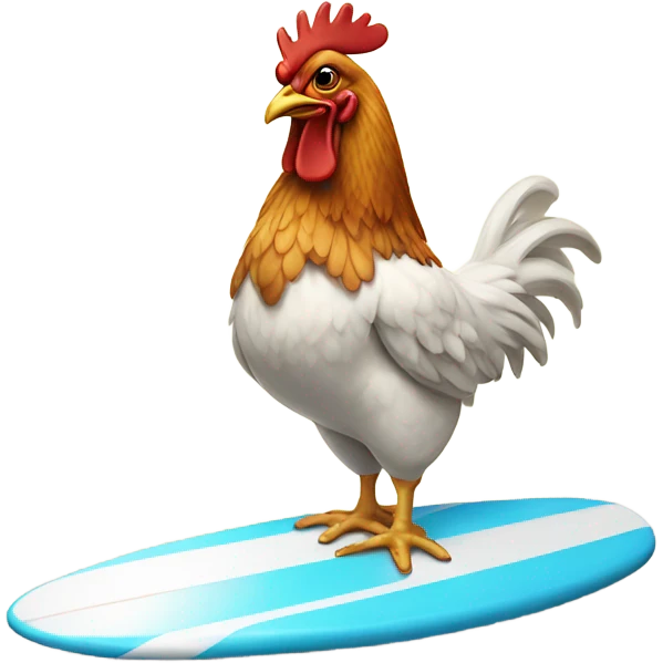 Chicken standing on surf board  emoji