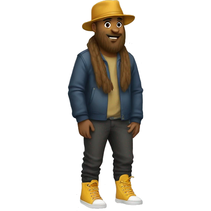 Ltino with bearbeard. A hat. And wearing tn shoes emoji