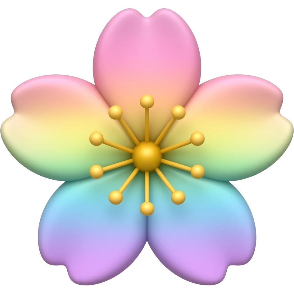 Sakura bow the flower rainbow pastel emoji