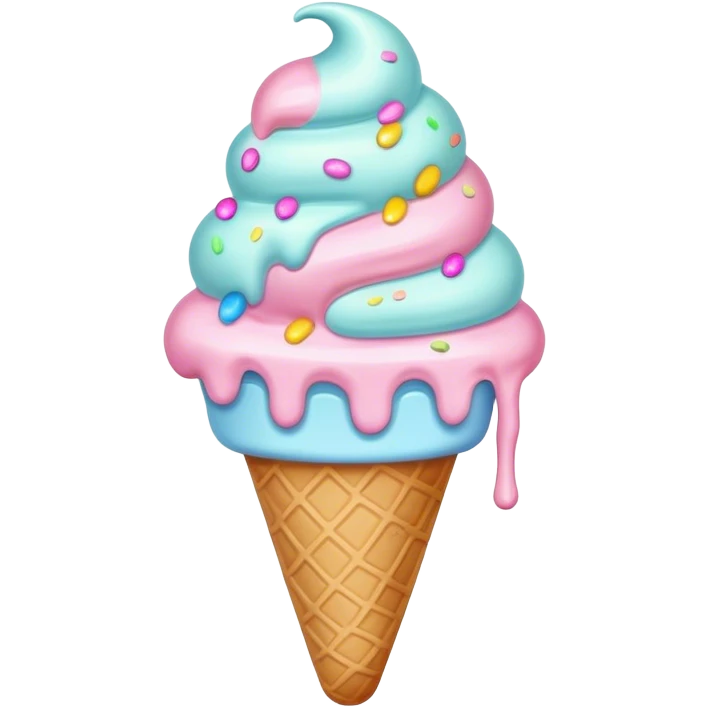 Melted kawaii pastel ice cream emoji