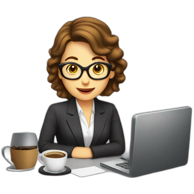 Secretaria computador e tomando cafe emoji