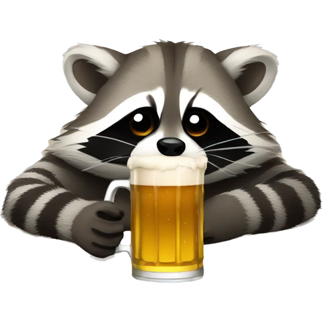drunk raccoon lying on his back drinking beer emoji