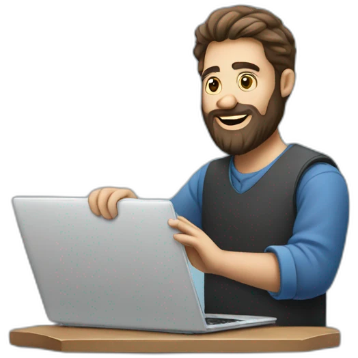 Bearded man handing over a laptop  emoji