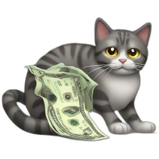 cat vomitting a dollar emoji
