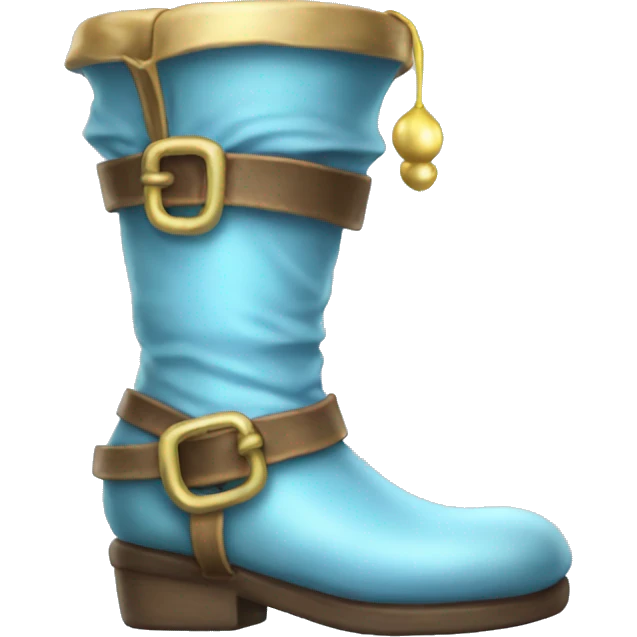 Realistic isolated light blue elf boots with bells. emoji