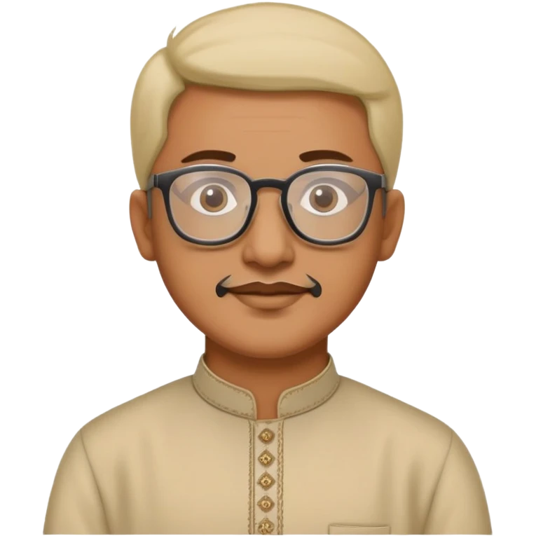man with wheatish skin tone, wearing kurta with rectangle glasses emoji
