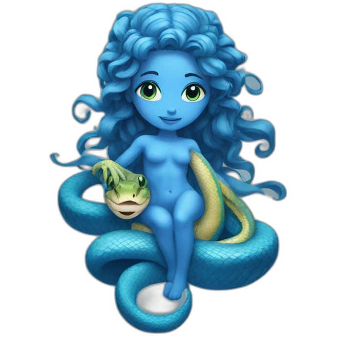 blue goddess with cute python emoji