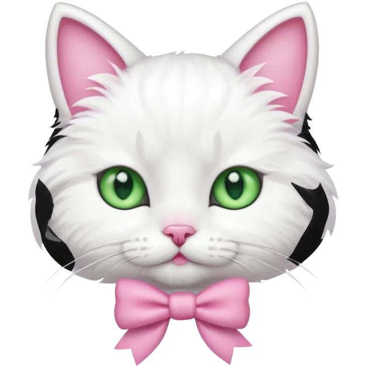 A cute white cat with a pink bow on her head emoji