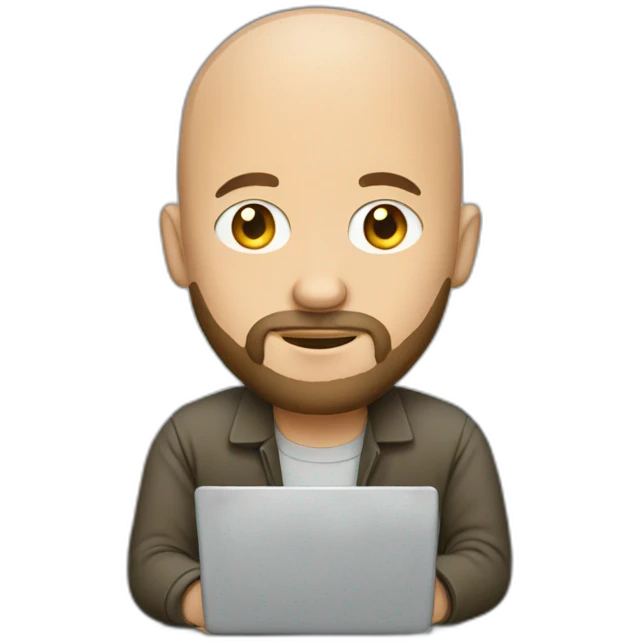bald man with a beard working on laptop emoji