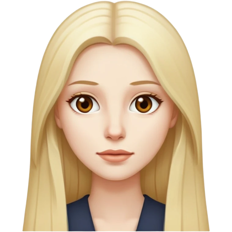 woman with pale skin, long straight blonde hair, brown eyes emoji