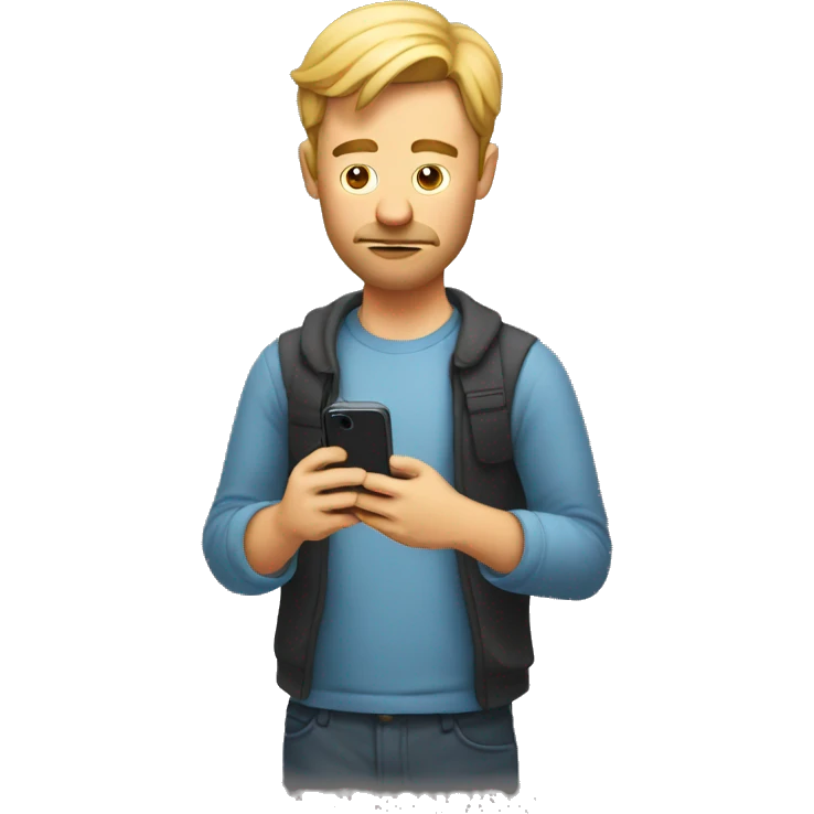 man completely distracted on his phone emoji