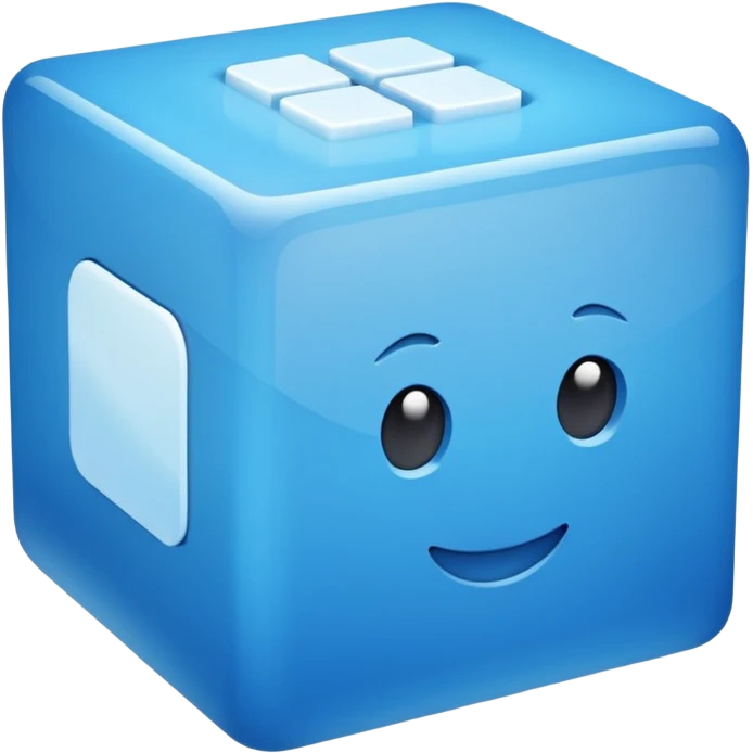 computer screen showing a 3D cube emoji