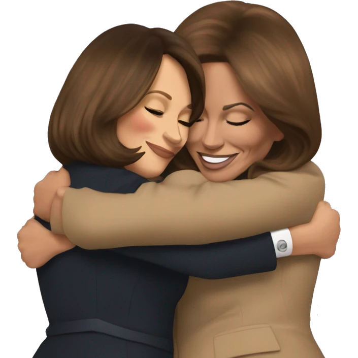 Melania Trump and Kamala Harris hugging emoji
