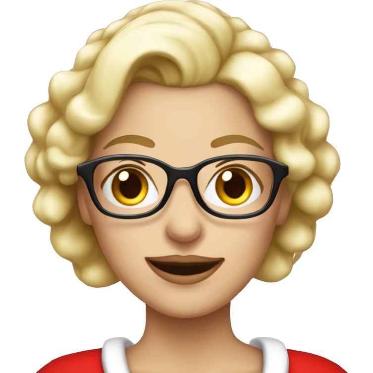 Beautiful blond Mrs clause wearing glasses emoji