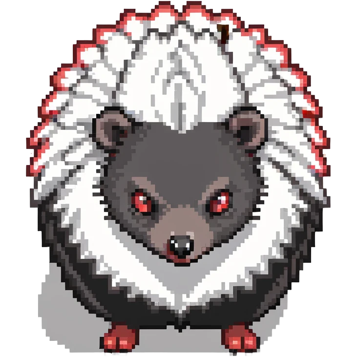 black hedgehog with red accents and white chest fur, defensive stance in a neon-lit industrial environment, metallic surfaces, intense expression emoji
