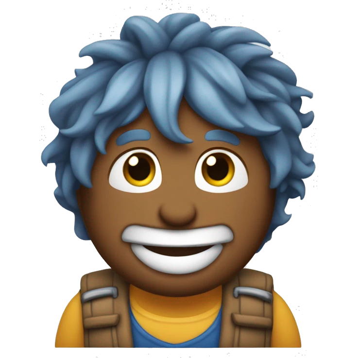 Yorkshire con un chaleco azul con una cara sonriente emoji
