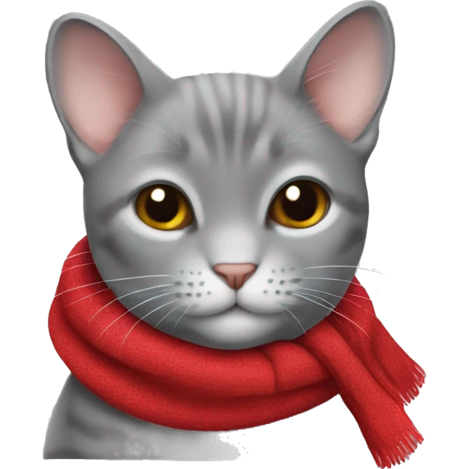 Chinchilla grey cat wearing red scarf  emoji