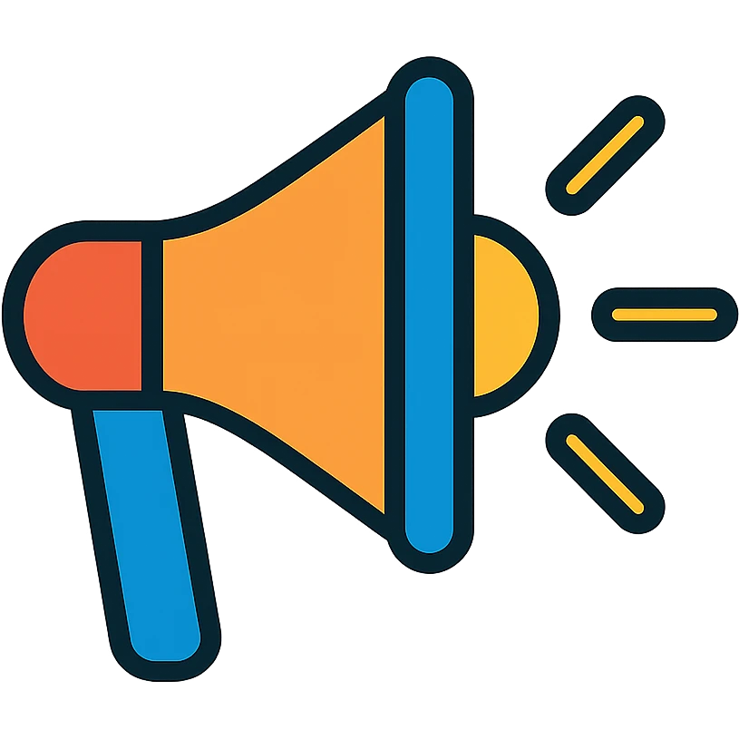 A colorful megaphone or announcement bullhorn with handle emoji