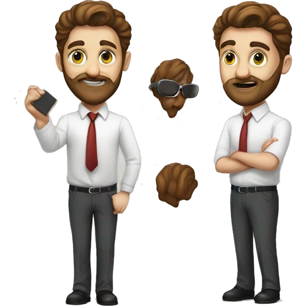 auditor-jovem de terno gravata vermelha barba baixinha olhos com de mel emoji