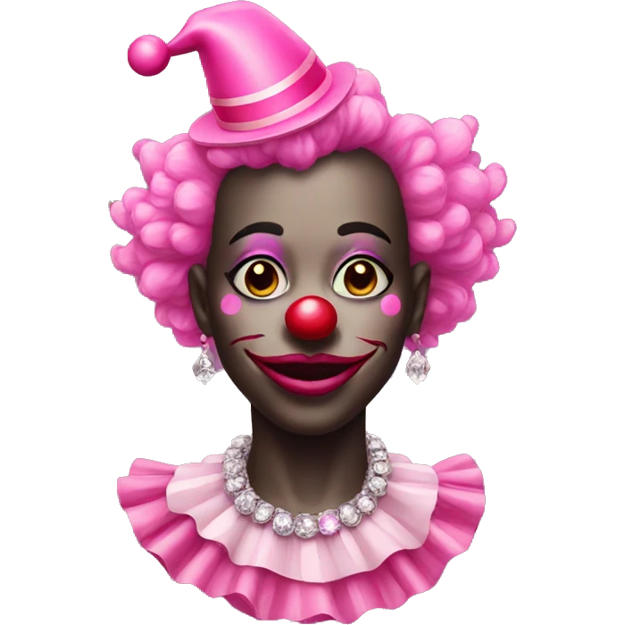 A black clown with pink diamonds emoji
