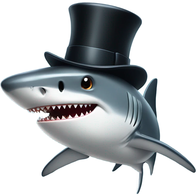 Shark with a top hat emoji
