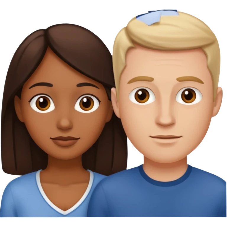 Brown woman and white men as a couple emoji