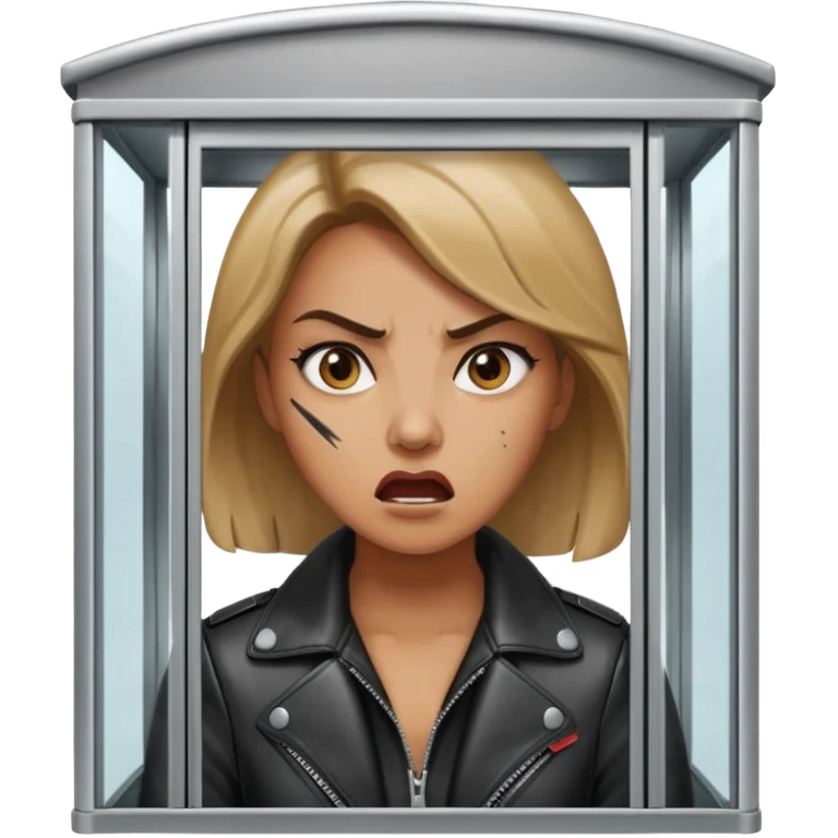 Telephone booth with angry woman inside emoji