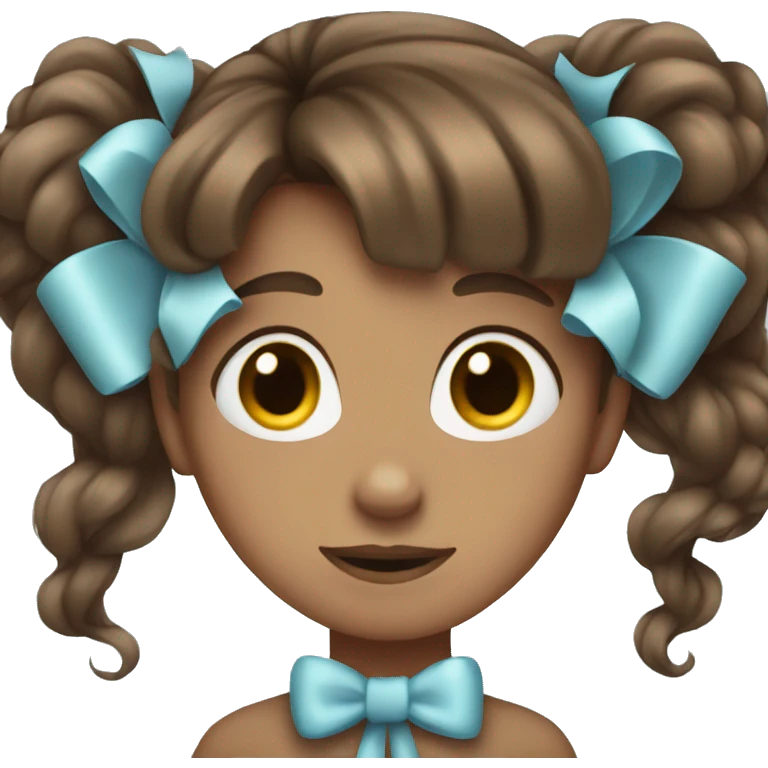 light blue bow on brown hair emoji